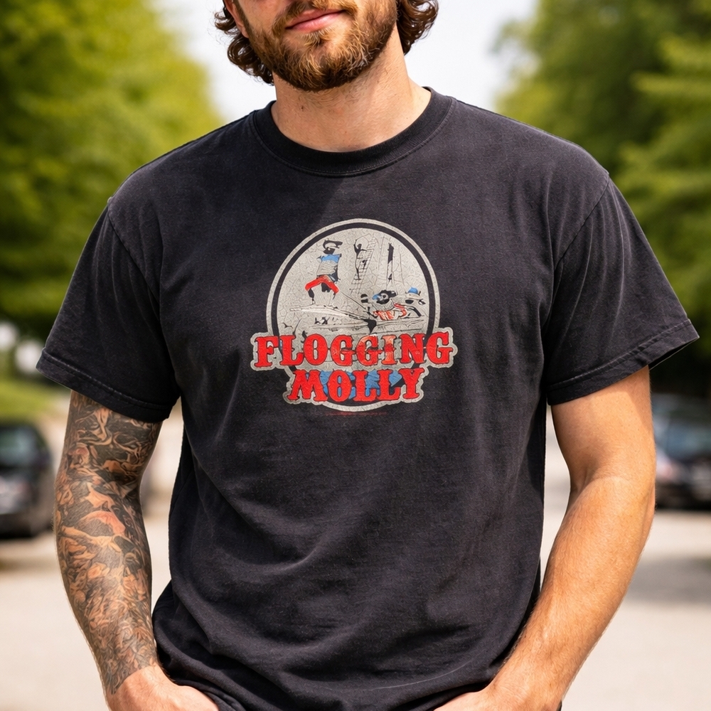 Vintage Flogging Molly Black Graphic Short Sleeve Tee